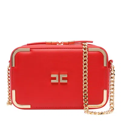 Elisabetta Franchi Logo Plaque Chain-detailed Shoulder Bag In Red Passion