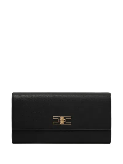 Elisabetta Franchi Logo-plaque Clutch Bag In Black