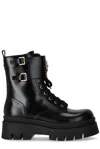 ELISABETTA FRANCHI LOGO PLAQUE COMBAT BOOTS