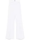 Elisabetta Franchi Logo-plaque Crepe Trousers In 白色