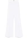 Elisabetta Franchi Logo-plaque Crepe Trousers In Beige