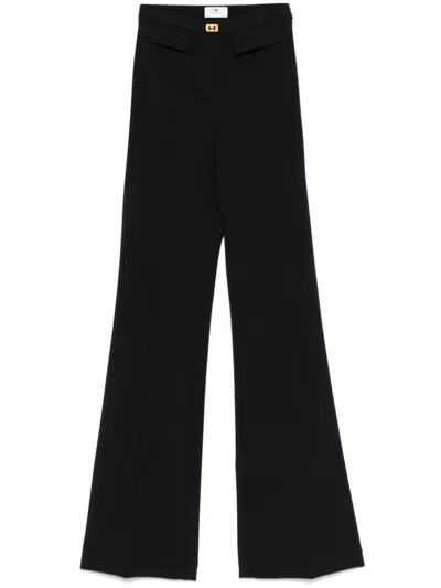 Elisabetta Franchi Logo-plaque Crepe Trousers In Black