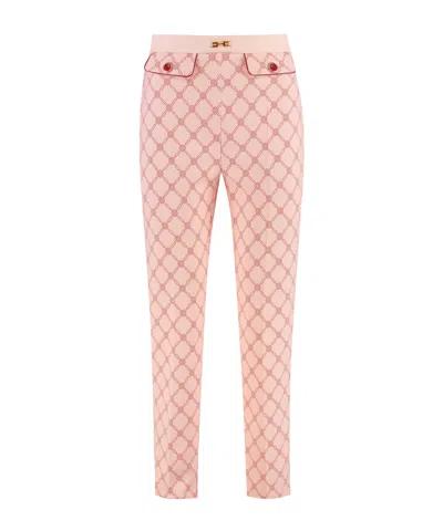 ELISABETTA FRANCHI ELISABETTA FRANCHI LOGO PLAQUE CRÊPE TROUSERS