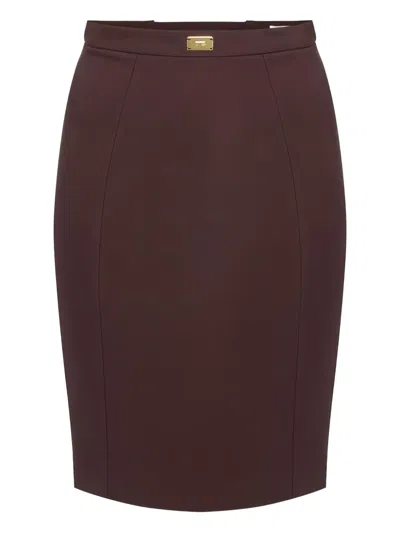Elisabetta Franchi Logo-plaque Criss-cross Skirt In Brown
