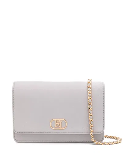 Elisabetta Franchi Logo-plaque Crossbody Bag In Grey