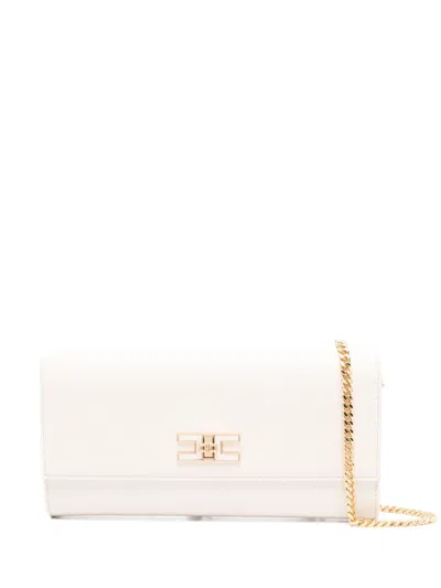 Elisabetta Franchi Logo-plaque Crossbody Bag In Neutrals