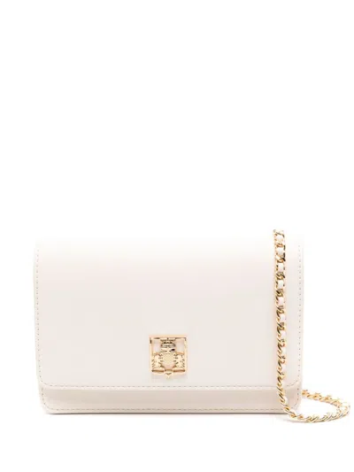 Elisabetta Franchi Logo-plaque Crossbody Bag In Neutrals