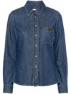 ELISABETTA FRANCHI LOGO-PLAQUE DENIM SHIRT