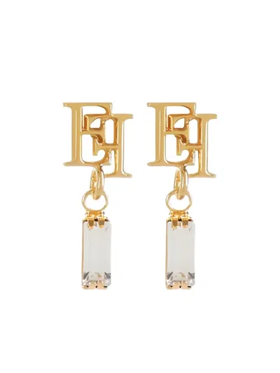 Elisabetta Franchi Logo-plaque Earrings In Gold