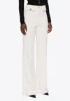 Elisabetta Franchi Logo-plaque Flared Trousers In White