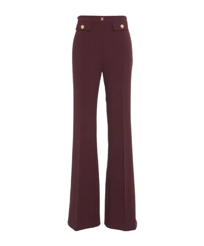 Elisabetta Franchi Logo-plaque Flared Trousers In Red