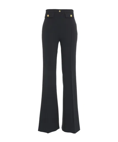 ELISABETTA FRANCHI ELISABETTA FRANCHI LOGO RIVET STRETCH CREPE PALAZZO TROUSERS