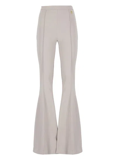 Elisabetta Franchi Logo Plaque Flared Trousers In White