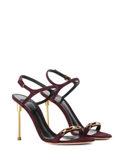 Elisabetta Franchi Logo-plaque Heeled Sandals In Red