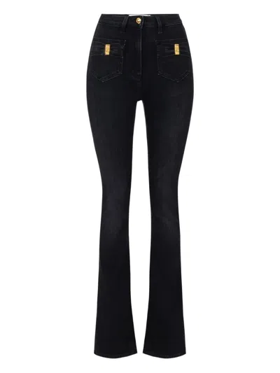 Elisabetta Franchi Logo-plaque Jeans In Black
