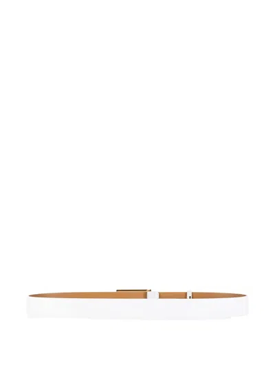Elisabetta Franchi Logo-plaque Leather Belt In White