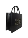 Elisabetta Franchi Structured Handbag With Prominent Logo Detail In Black