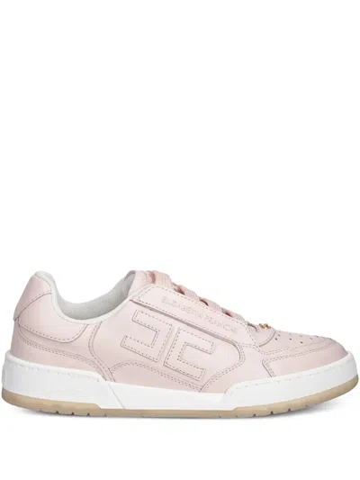 Elisabetta Franchi Logo-plaque Leather Trainers In Pink