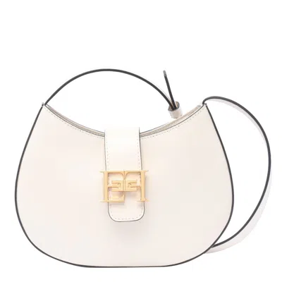 Elisabetta Franchi Logo Plaque Medium Hobo Bag In White