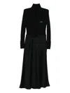 Elisabetta Franchi Ribbed Turtleneck Midi Dress In Black