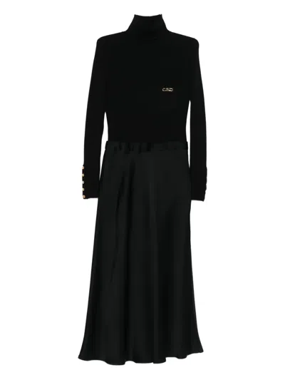 ELISABETTA FRANCHI LOGO-PLAQUE MIDI DRESS