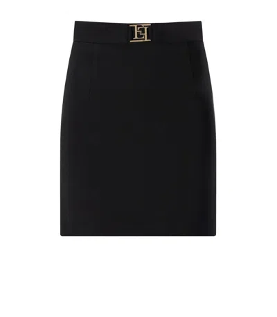 Elisabetta Franchi Logo Plaque Mini Skirt In Black