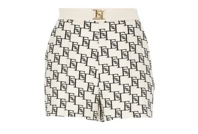 Elisabetta Franchi Logo Plaque Monogram Shorts In Multi