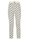 Elisabetta Franchi Logo Plaque Monogram Trousers In Yellow Cream