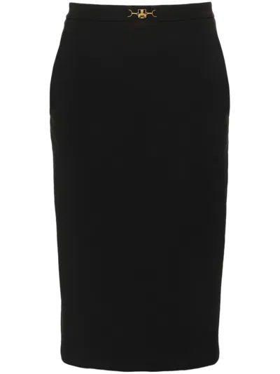 Elisabetta Franchi Logo-plaque Pencil Midi Skirt In Black