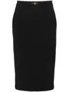Elisabetta Franchi Longuette Skirt With Satin Side Bands In Black