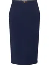 Elisabetta Franchi Logo-plaque Pencil Midi Skirt In Blue