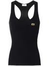 Elisabetta Franchi Logo-plaque Ribbed Racerback Tank Top In Black