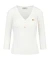 Elisabetta Franchi Logo-plaque Ribbed Top In White