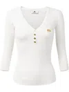 Elisabetta Franchi Logo-plaque Ribbed Top In Nude