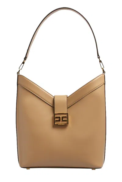 Elisabetta Franchi Logo-plaque Shoulder Bag In Brown