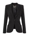 Elisabetta Franchi Tailored Blazer With Satin Lapel In Black