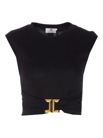 ELISABETTA FRANCHI LOGO-PLAQUE SLEEVELESS TOP