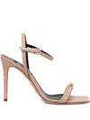 Elisabetta Franchi Nappa Leather Sandal With Enamelled Horsebit In Neutral