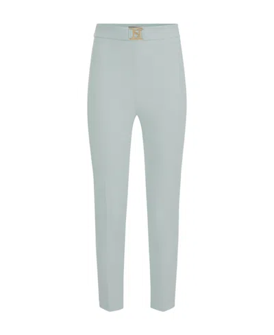 Elisabetta Franchi Logo-plaque Straigh-leg Trousers In Gray