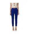 Elisabetta Franchi Logo Plaque Tapered Trousers In Blue