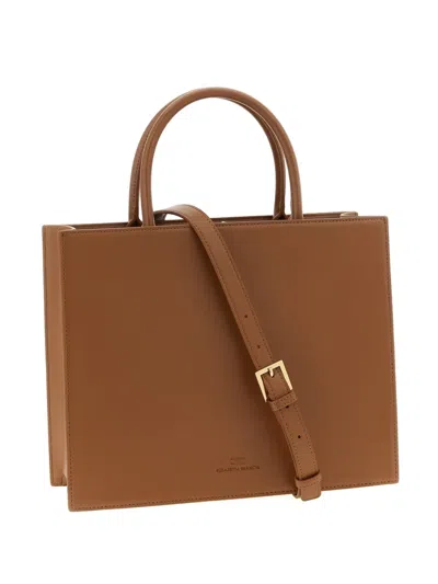 Elisabetta Franchi Logo-plaque Tote Bag In Brown