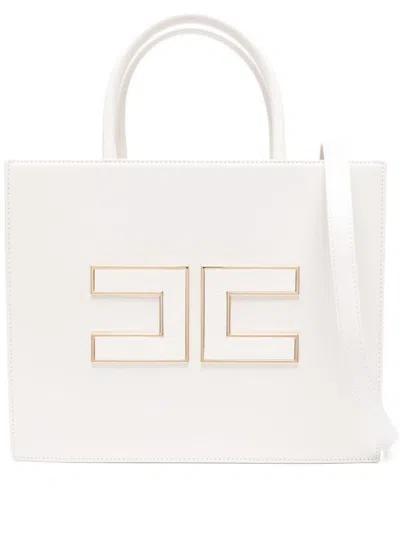 Elisabetta Franchi Logo-plaque Tote Bag In White