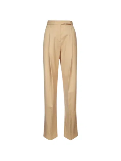 Elisabetta Franchi Tailored Trousers Front Pleats Belt Loops In Neutral