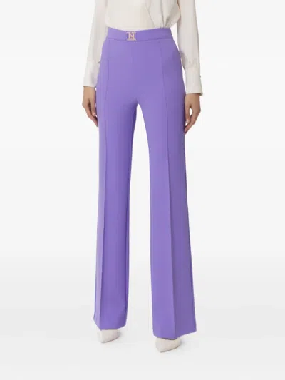 Elisabetta Franchi Logo-plaque Trousers In Purple