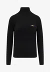 Elisabetta Franchi Logo Plaque Turtleneck Sweater In Black
