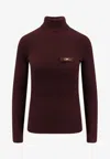 Elisabetta Franchi Turtleneck Sweater With Pocket In Burgundy