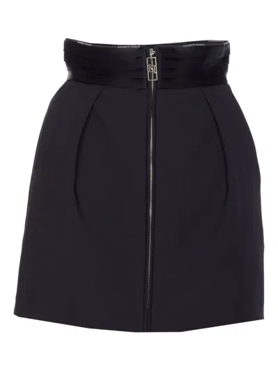 ELISABETTA FRANCHI LOGO-PLAQUE ZIP SKIRT