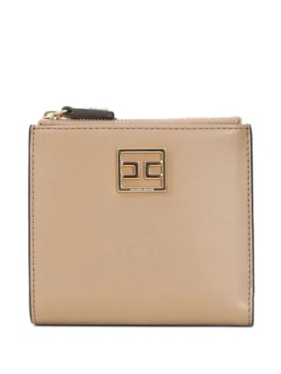 Elisabetta Franchi Logo-plaque Zipped Wallet In Burgundy