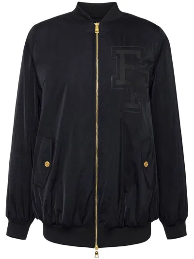 Elisabetta Franchi Logo-print Bomber Jacket In Black