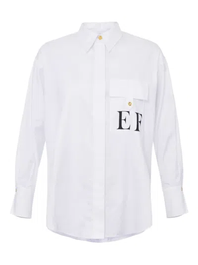 ELISABETTA FRANCHI LOGO-PRINT BUTTON-UP SHIRT